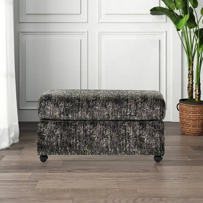 Living Room Ottoman with Casters, Parchment