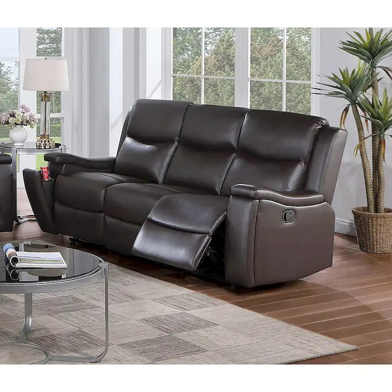 3-Seat Manual Recliner Sofa with Cupholder