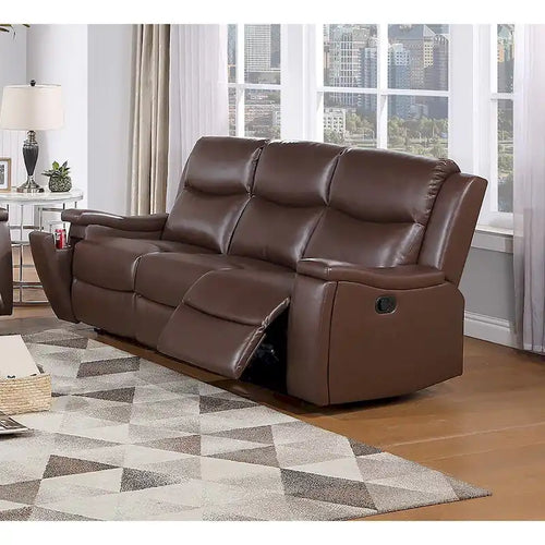 3-Seat Manual Recliner Sofa with Cupholder