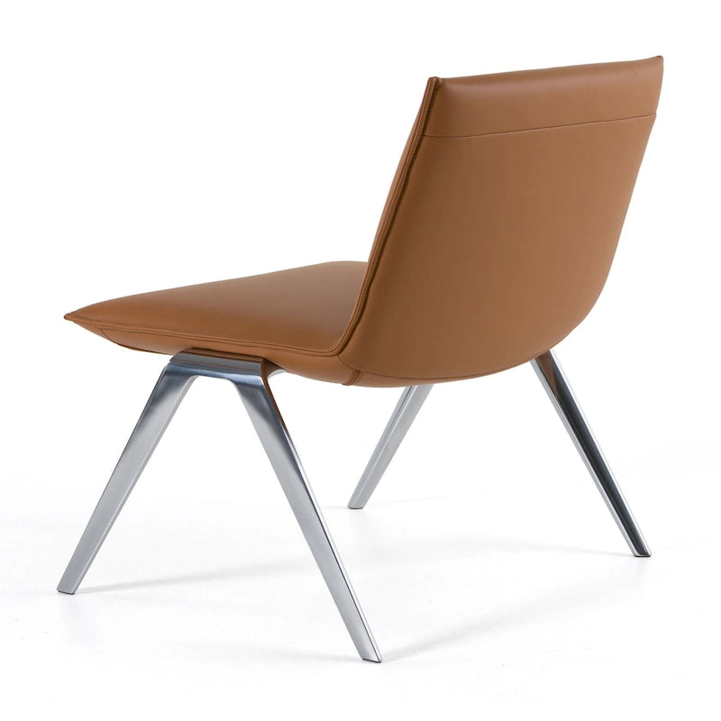 Camel Vegan Leather Office Side Chair with Chrome Legs