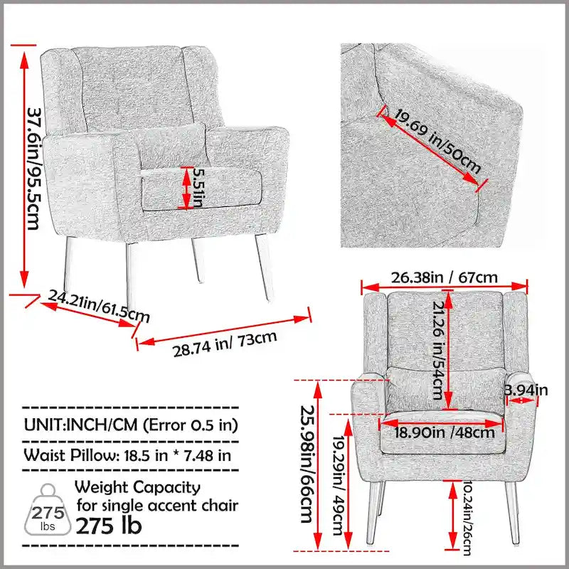 Upholstered Accent Chair with Armrests