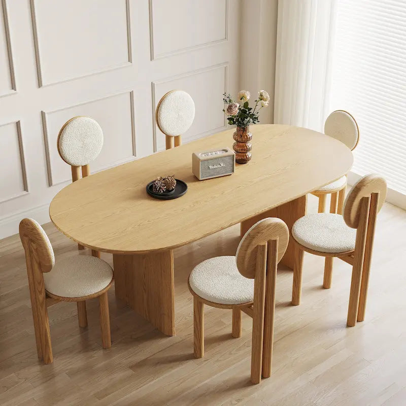 71-Inch Oval Solid Wood Dining Table for 6 – 70.8" x 35.4"