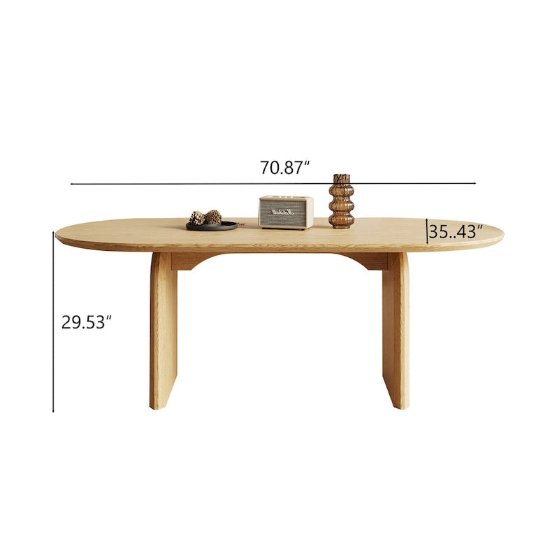 71-Inch Oval Solid Wood Dining Table for 6 – 70.8" x 35.4"