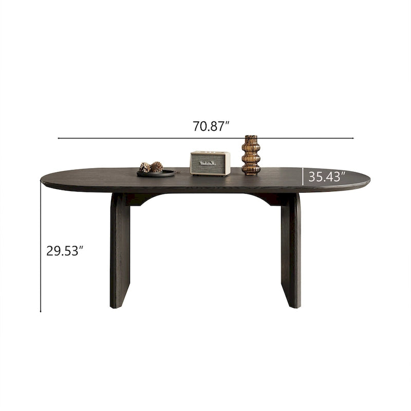 71-Inch Oval Solid Wood Dining Table for 6 – 70.8" x 35.4"