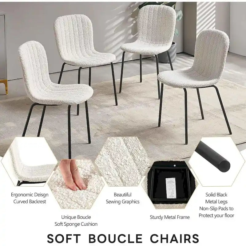 Upholstered Dining Chairs with Curved Backrest, Set Available