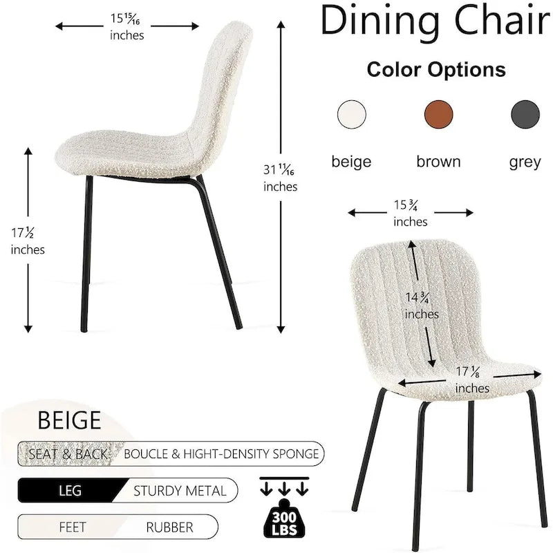 Upholstered Dining Chairs with Curved Backrest, Set Available
