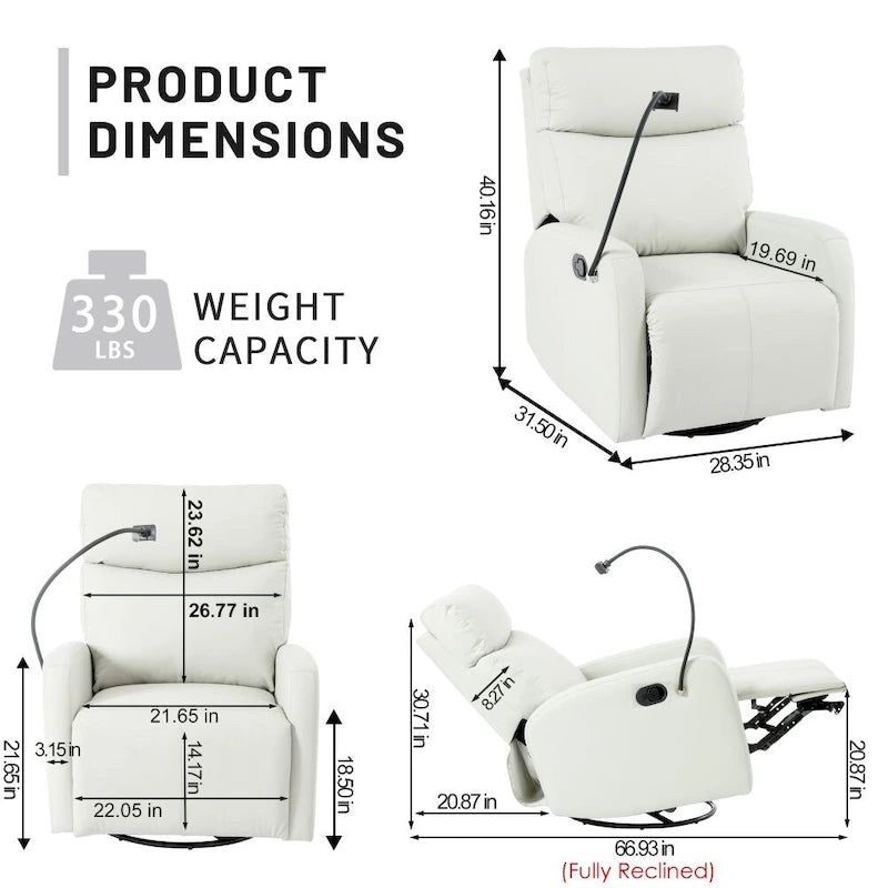 360° Swivel Rocking Recliner Chair with Footrest
