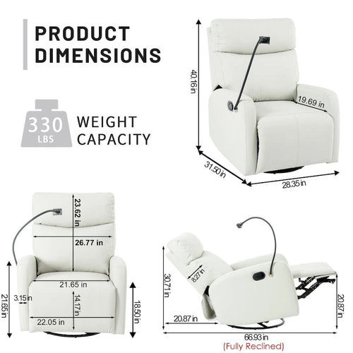 360° Swivel Rocking Recliner Chair with Footrest