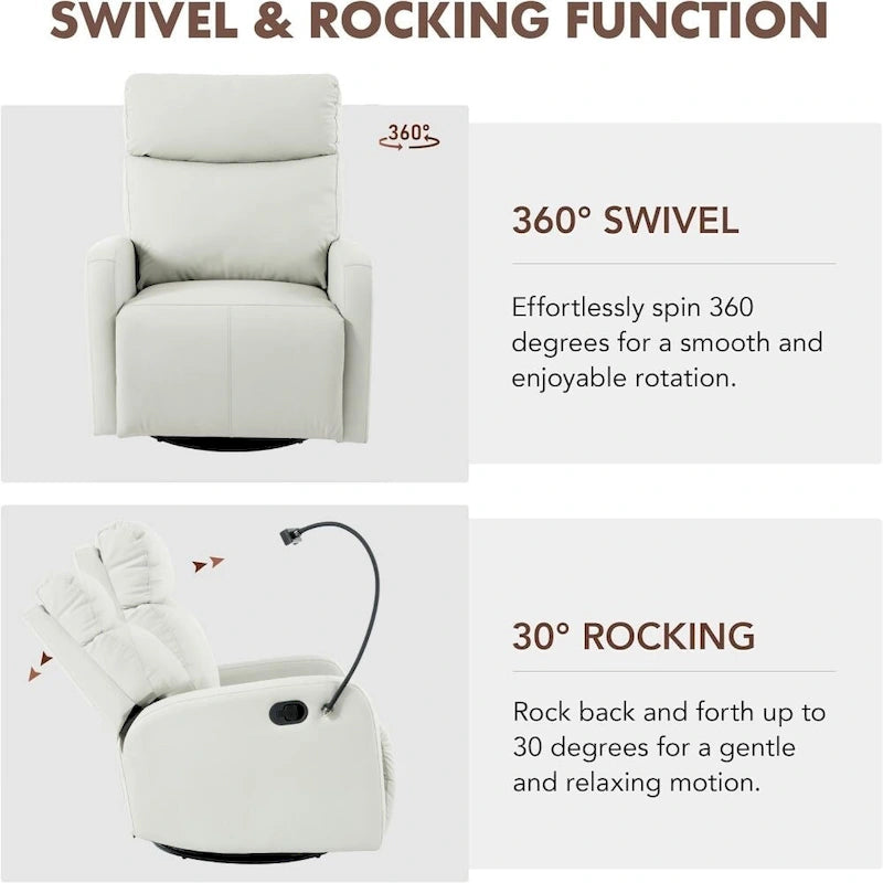 360° Swivel Rocking Recliner Chair with Footrest