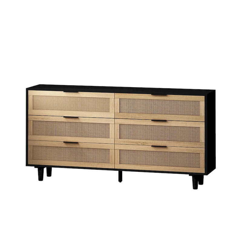 6-Drawer Rattan Storage Dresser