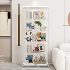 5-Shelf Double Door Glass Display Cabinet