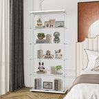5-Shelf Double Door Glass Display Cabinet