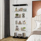 5-Shelf Double Door Glass Display Cabinet