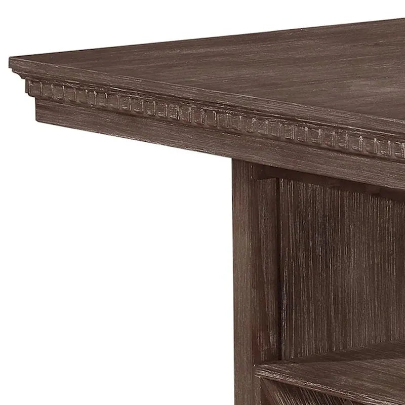 54-Inch Counter Height Dining Table with Wine Rack, Warm Brown Wood
