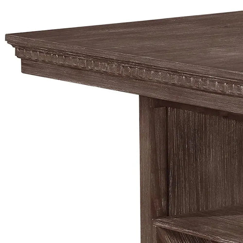 54-Inch Counter Height Dining Table with Wine Rack, Warm Brown Wood