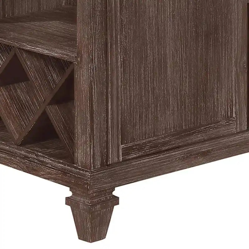 54-Inch Counter Height Dining Table with Wine Rack, Warm Brown Wood