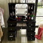 9-Drawer Vanity Table with LED Mirror and 3 Adjustable Mirrors