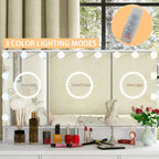 9-Drawer Vanity Table with LED Mirror and 3 Adjustable Mirrors