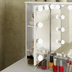 9-Drawer Vanity Table with LED Mirror and 3 Adjustable Mirrors