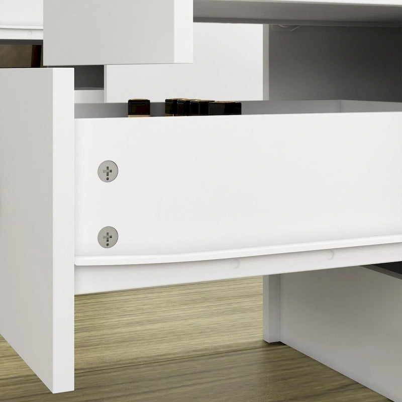 9-Drawer Vanity Table with LED Mirror and 3 Adjustable Mirrors