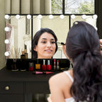 9-Drawer Vanity Table with LED Mirror and 3 Adjustable Mirrors