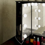 9-Drawer Vanity Table with LED Mirror and 3 Adjustable Mirrors