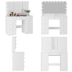 9-Drawer Vanity Table with LED Mirror and 3 Adjustable Mirrors
